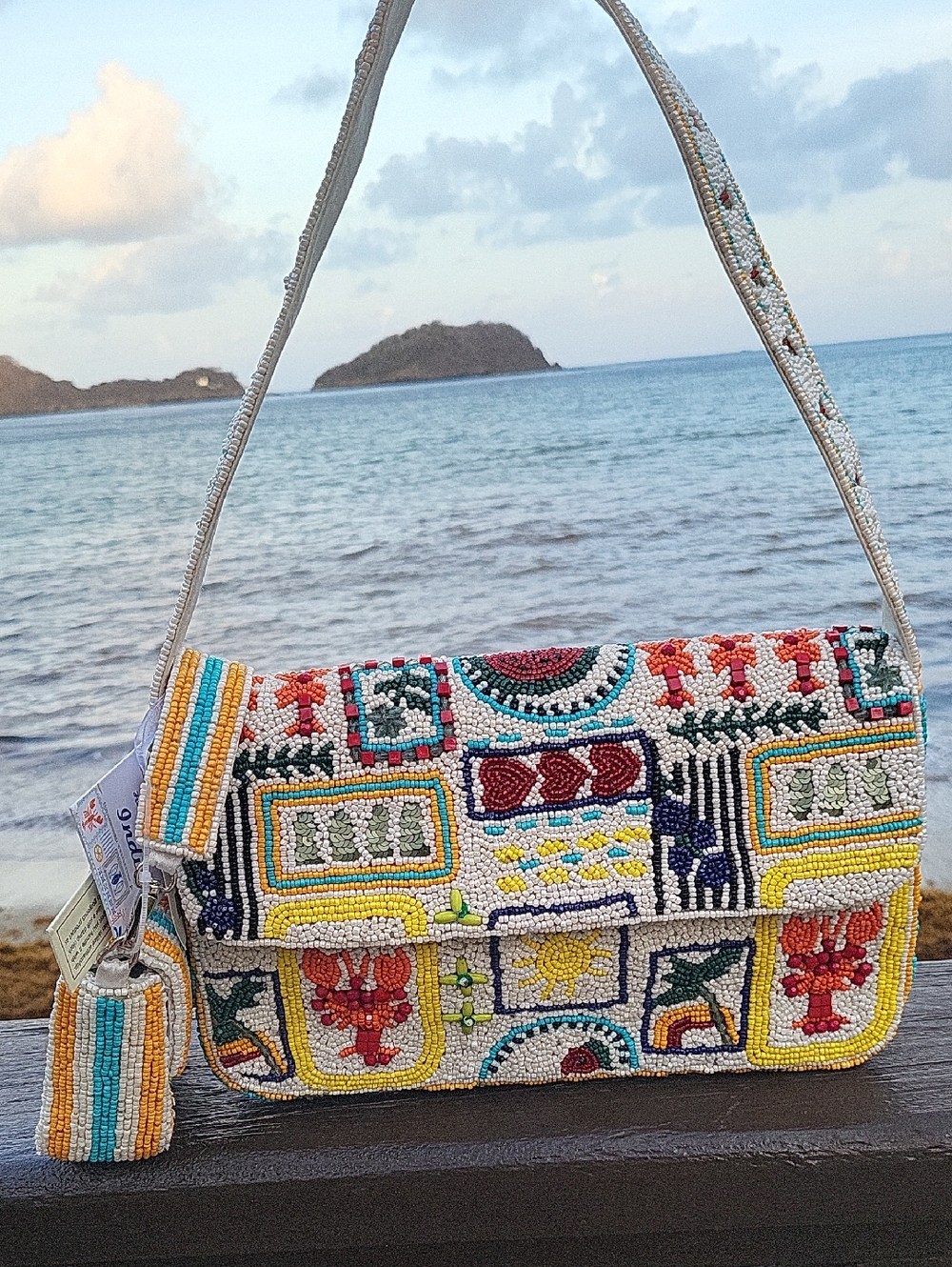 Viral beaded Lobster Ocean Fish Hearts Summer Sea Life Motif Shoulder Bag w/Mini - Picture 10 of 11